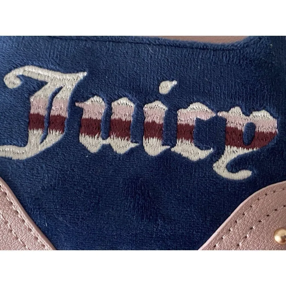 Juicy Couture Retro Vibe Bifold Wallet Pull Out Card Case Regal‎ Blue Velour NEW